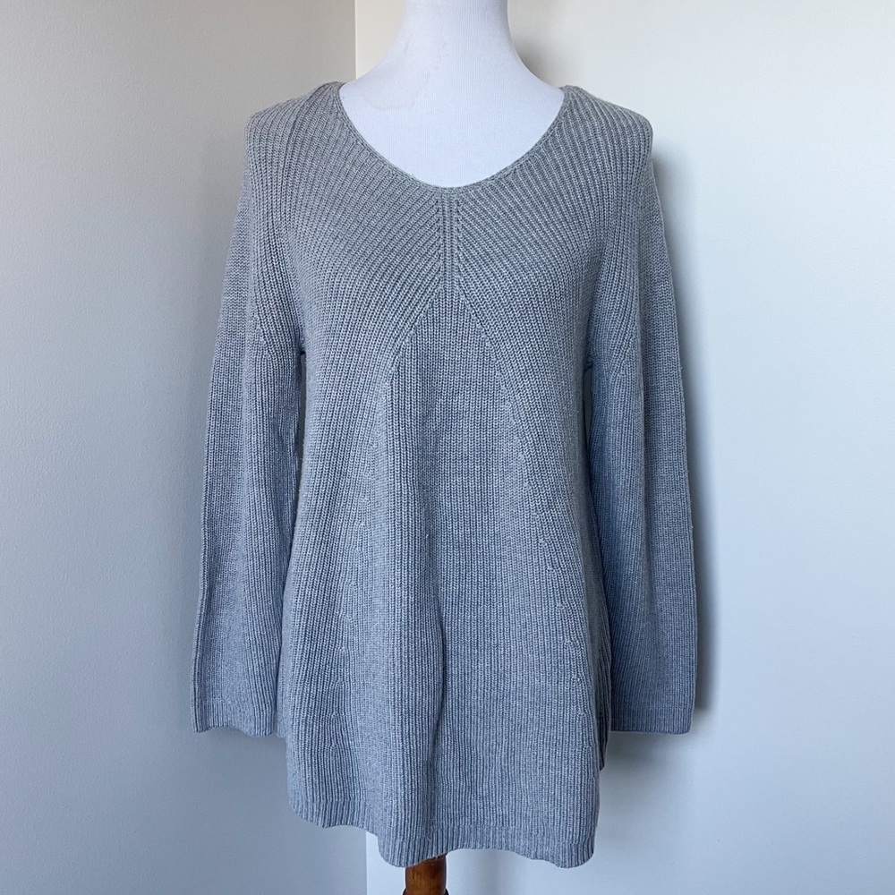 J. JILL Grey Oversized Scoop Neck Sweater Size M